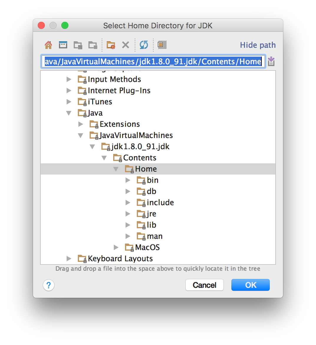 File location for JDK on Mac
