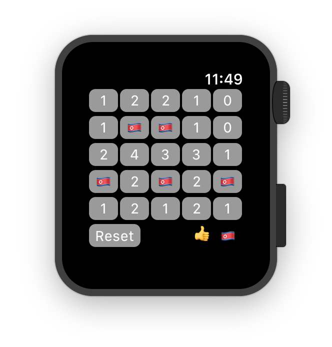 Minesweeper for WatchOS running in the WatchOS simulator