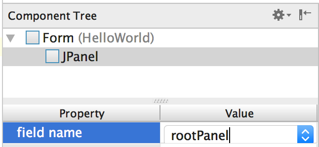 Setting the field name of a JPanel